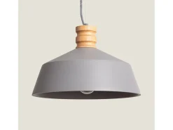 Ledkia Lámpara Colgante Hormigón y Madera Kukojoa Gris Multicolor Outlet