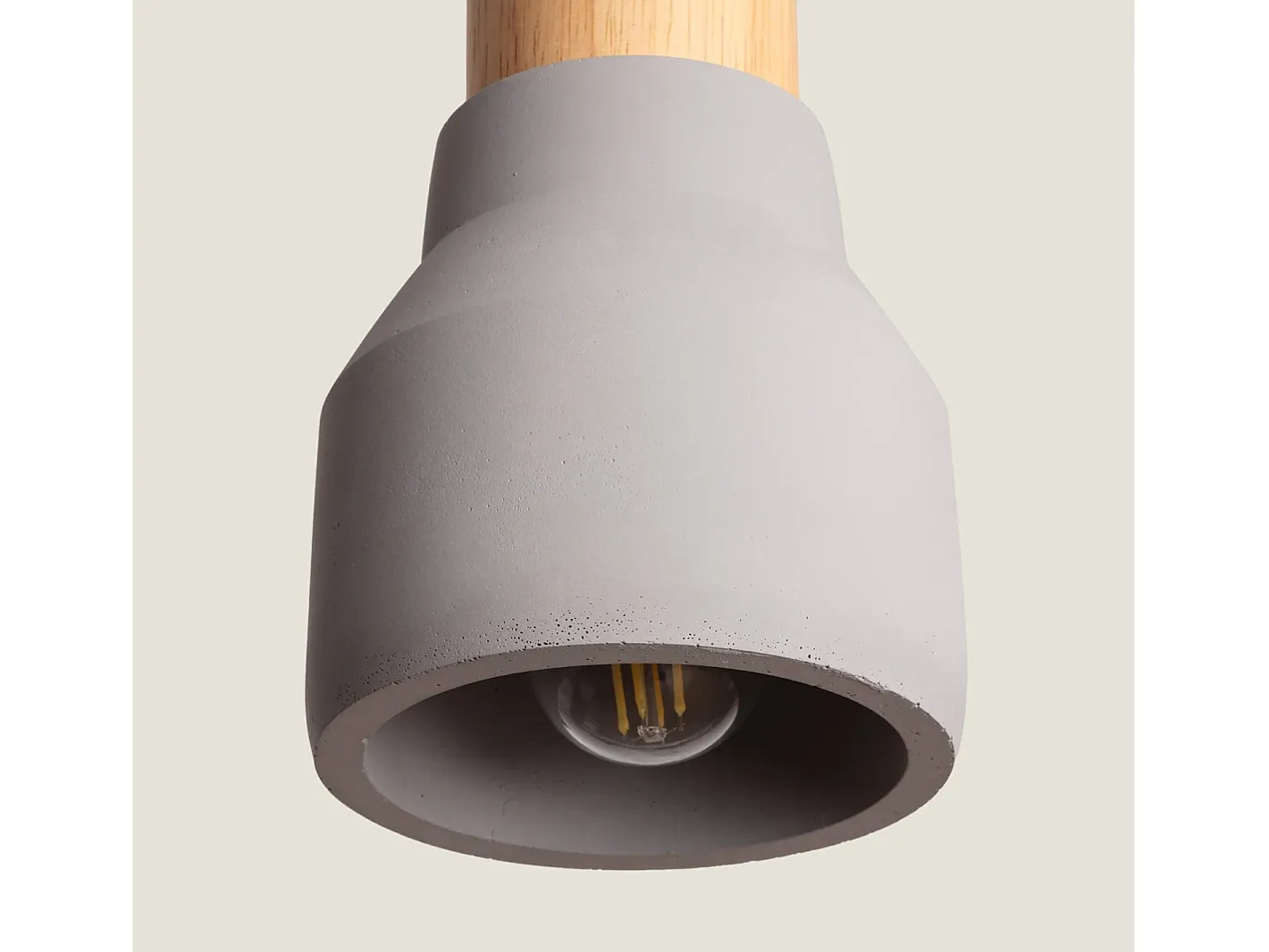 Ledkia Lámpara Colgante Hormigón y Madera Luster Gris Piedra Multicolor Best