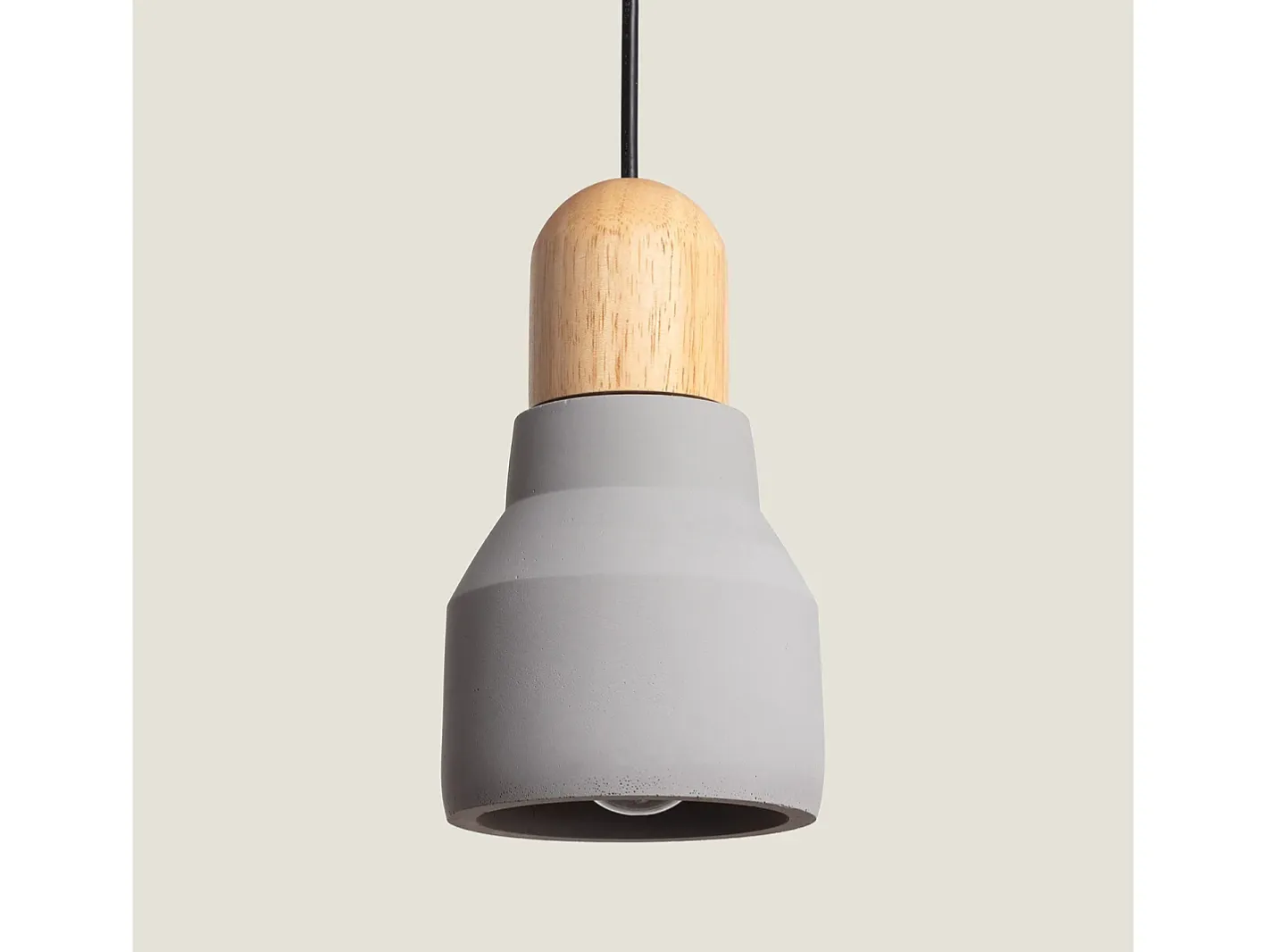 Ledkia Lámpara Colgante Hormigón y Madera Luster Gris Piedra Multicolor Best