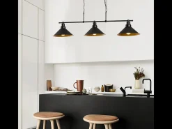 Concept-Usine Lámpara colgante industrial negra de 3 luces ERIKA Negro Hot
