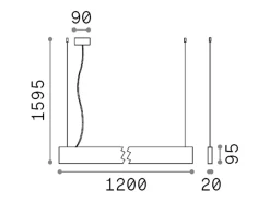 Ideal Lux Lámpara Suspendida-Lámpara colgante integrada lineal decorativa negra, 4000K Negro