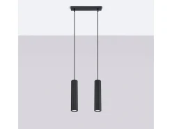 Sollux Lighting Lámpara Suspendida-Lámpara Colgante Karbon Minimalista De Aluminio - 2 Fuentes Luminosas - L.30 X A.90 Cm - Negro