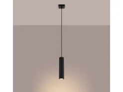 Sollux Lighting Lámpara Suspendida-Lámpara Colgante Karbon Minimalista De Aluminio - 1 Fuentes Luminosas - L.8 X A.118 Cm - Negro
