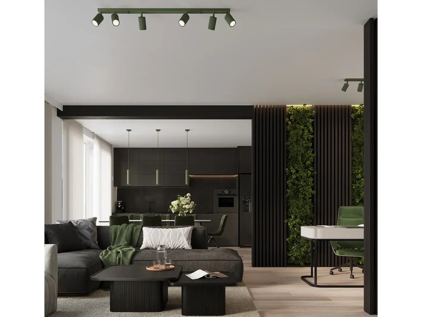 Discount Sollux Lighting Lámpara Colgante Karbon Minimalista De Aluminio - 3 Fuentes Luminosas - L.45 X A.98 Cm - Oliva Verde