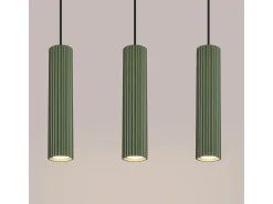 Discount Sollux Lighting Lámpara Colgante Karbon Minimalista De Aluminio - 3 Fuentes Luminosas - L.45 X A.98 Cm - Oliva Verde