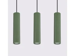 Discount Sollux Lighting Lámpara Colgante Karbon Minimalista De Aluminio - 3 Fuentes Luminosas - L.45 X A.98 Cm - Oliva Verde