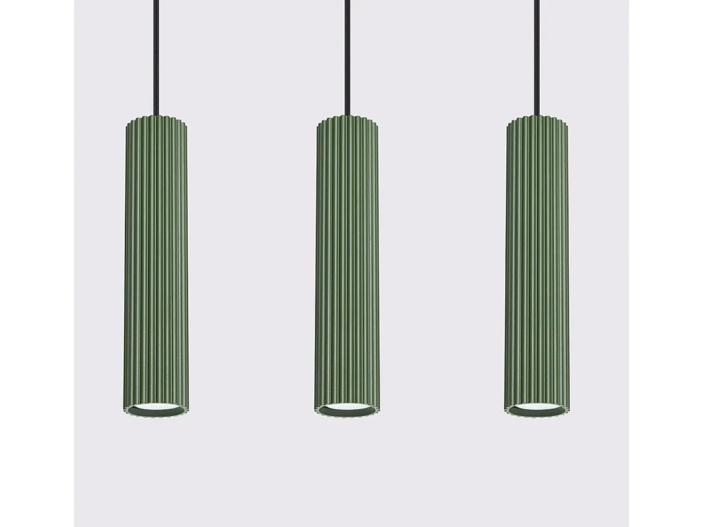 Discount Sollux Lighting Lámpara Colgante Karbon Minimalista De Aluminio - 3 Fuentes Luminosas - L.45 X A.98 Cm - Oliva Verde