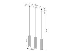 Discount Sollux Lighting Lámpara Colgante Karbon Minimalista De Aluminio - 3 Fuentes Luminosas - L.45 X A.98 Cm - Oliva Verde