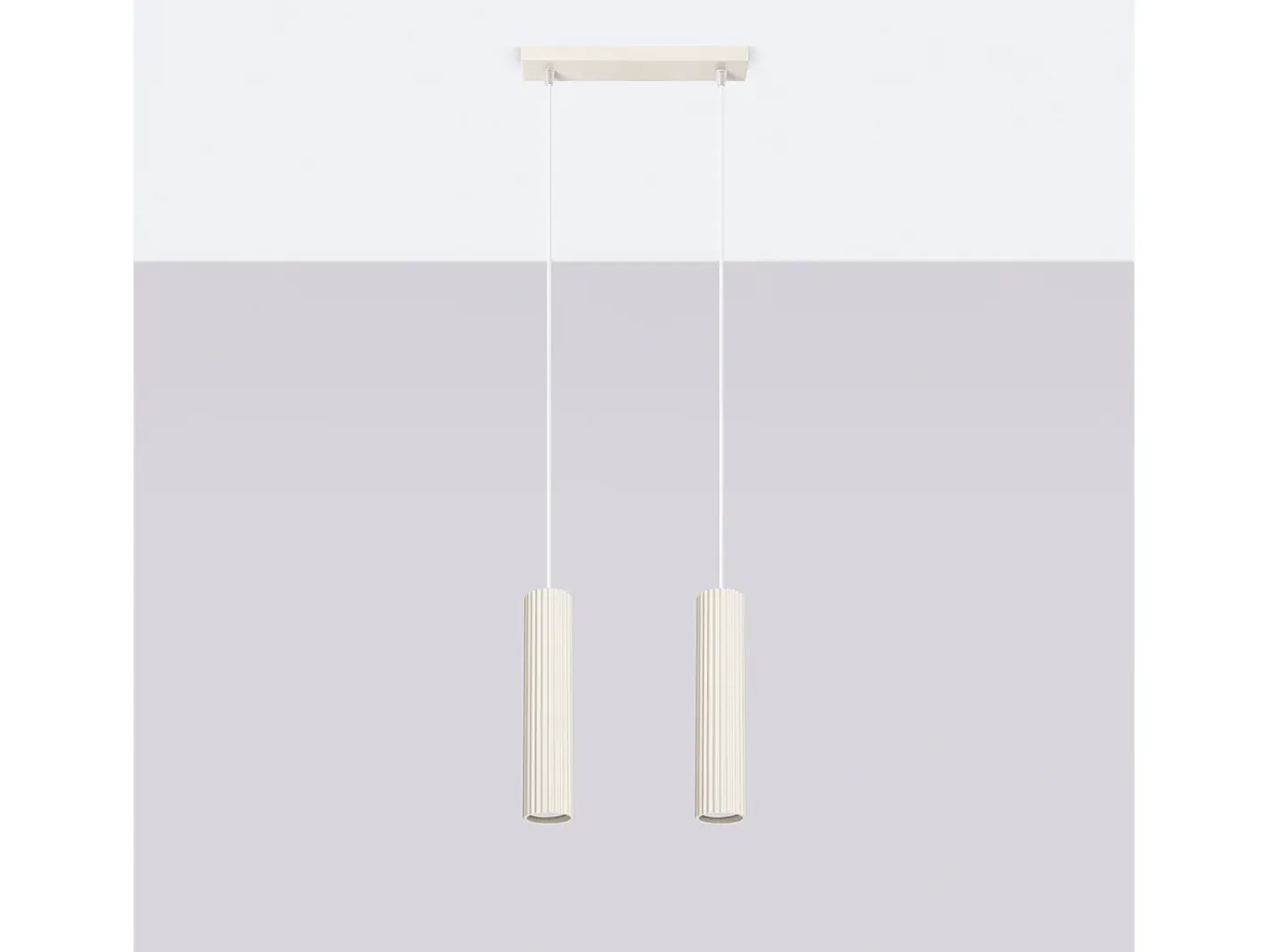 Sollux Lighting Lámpara Colgante Karbon Minimalista De Aluminio - 2 Fuentes Luminosas - L.30 X A.90 Cm - Beige Discount