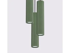 Best Sollux Lighting Lámpara Colgante Karbon Minimalista De Aluminio - 3 Fuentes Luminosas - L.19,5 X A.108 Cm - Oliva Verde