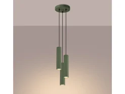 Best Sollux Lighting Lámpara Colgante Karbon Minimalista De Aluminio - 3 Fuentes Luminosas - L.19,5 X A.108 Cm - Oliva Verde
