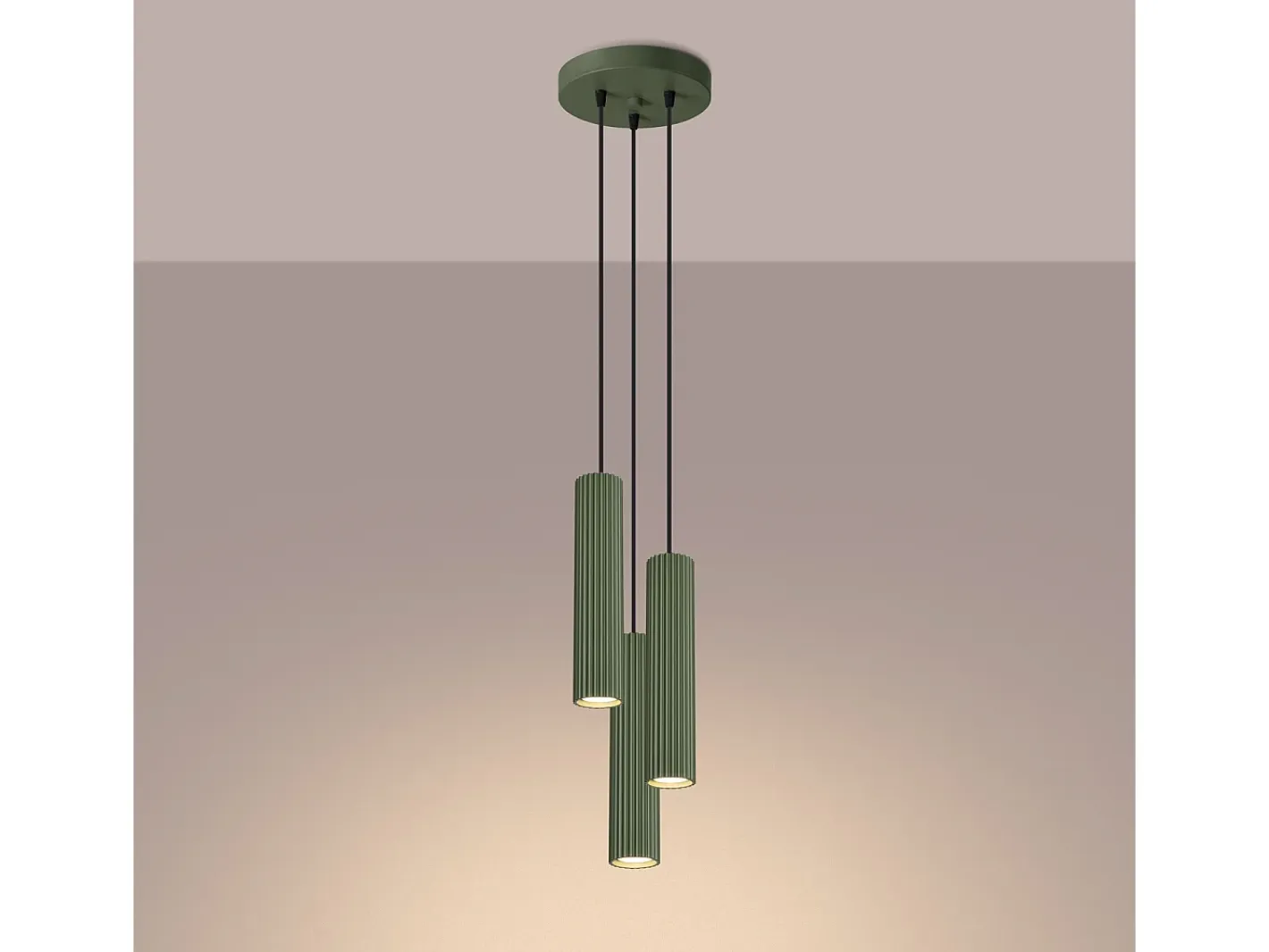 Best Sollux Lighting Lámpara Colgante Karbon Minimalista De Aluminio - 3 Fuentes Luminosas - L.19,5 X A.108 Cm - Oliva Verde