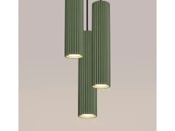 Best Sollux Lighting Lámpara Colgante Karbon Minimalista De Aluminio - 3 Fuentes Luminosas - L.19,5 X A.108 Cm - Oliva Verde