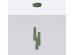 Best Sollux Lighting Lámpara Colgante Karbon Minimalista De Aluminio - 3 Fuentes Luminosas - L.19,5 X A.108 Cm - Oliva Verde