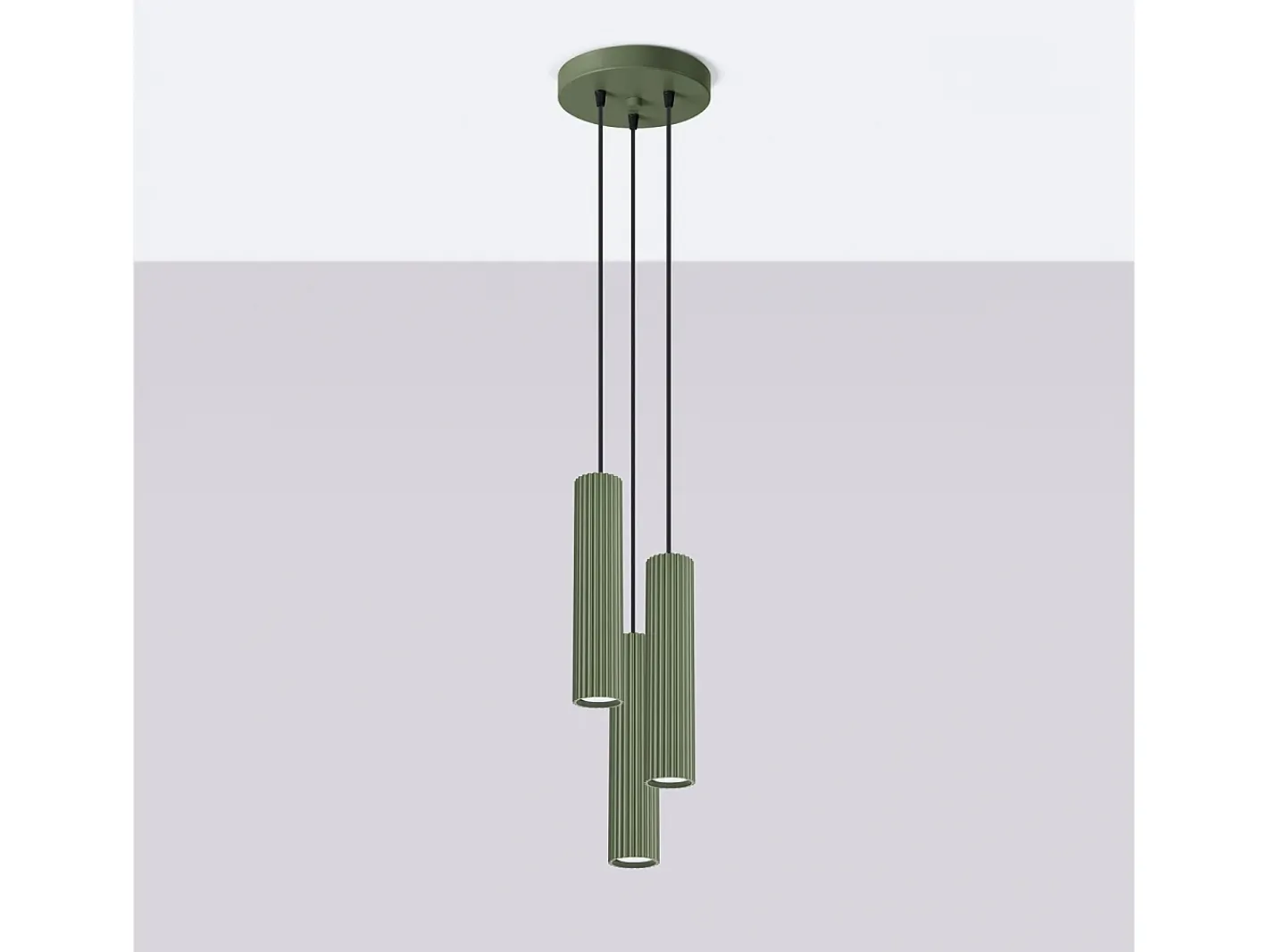 Best Sollux Lighting Lámpara Colgante Karbon Minimalista De Aluminio - 3 Fuentes Luminosas - L.19,5 X A.108 Cm - Oliva Verde