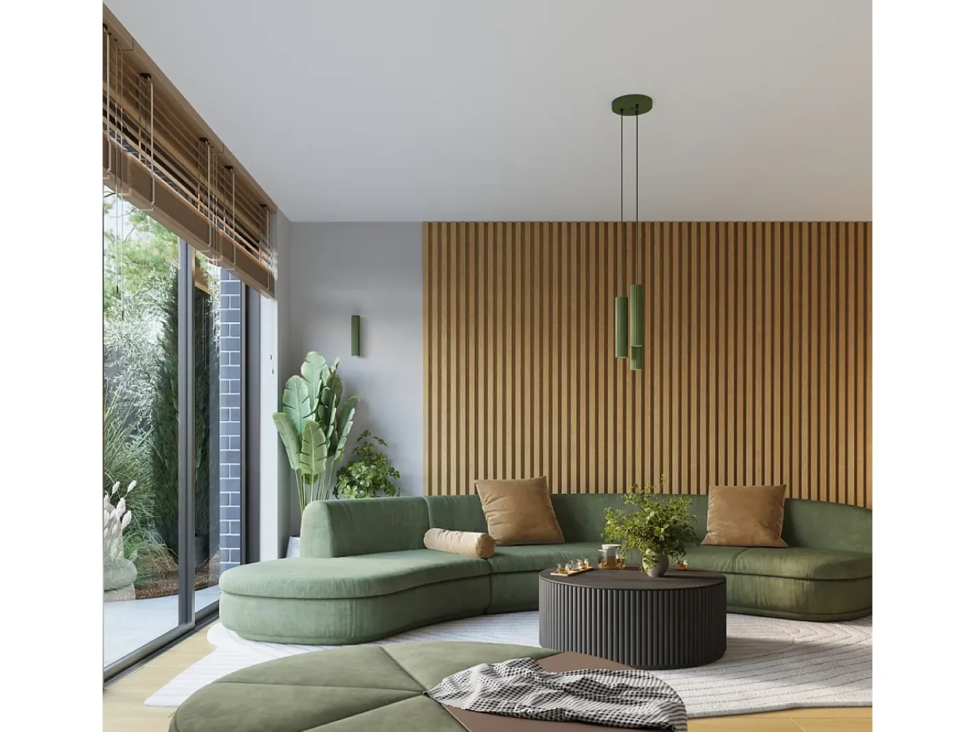 Best Sollux Lighting Lámpara Colgante Karbon Minimalista De Aluminio - 3 Fuentes Luminosas - L.19,5 X A.108 Cm - Oliva Verde