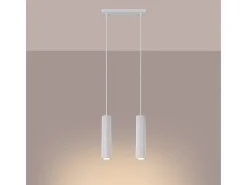 Sollux Lighting Lámpara Colgante Karbon Minimalista De Aluminio - 2 Fuentes Luminosas - L.30 X A.90 Cm - Blanco New