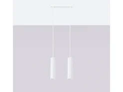 Sollux Lighting Lámpara Colgante Karbon Minimalista De Aluminio - 2 Fuentes Luminosas - L.30 X A.90 Cm - Blanco New