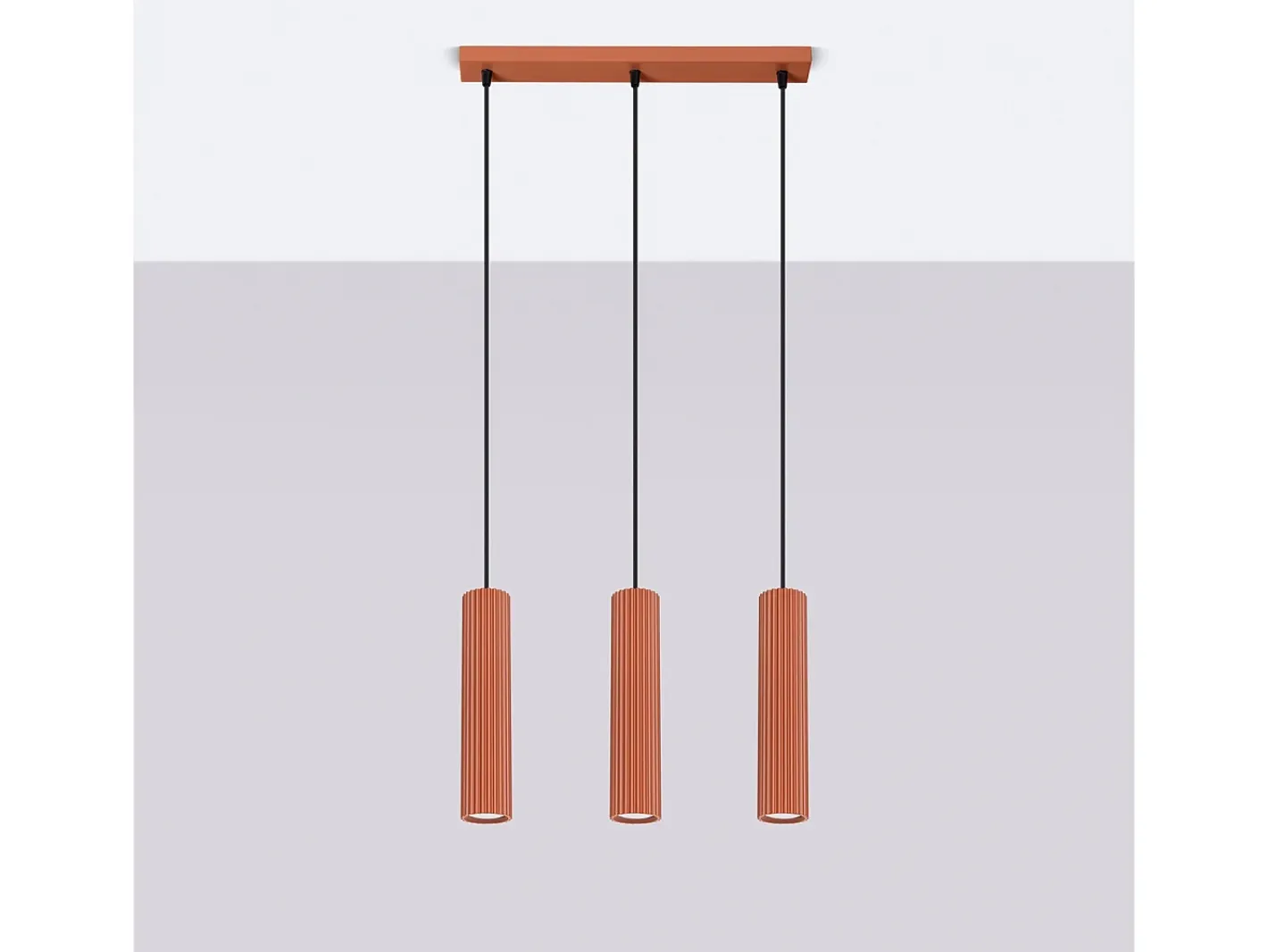 Sollux Lighting Lámpara Colgante Karbon Minimalista De Aluminio - 3 Fuentes Luminosas - L.45 X A.98 Cm - Ocre Rojo Hot
