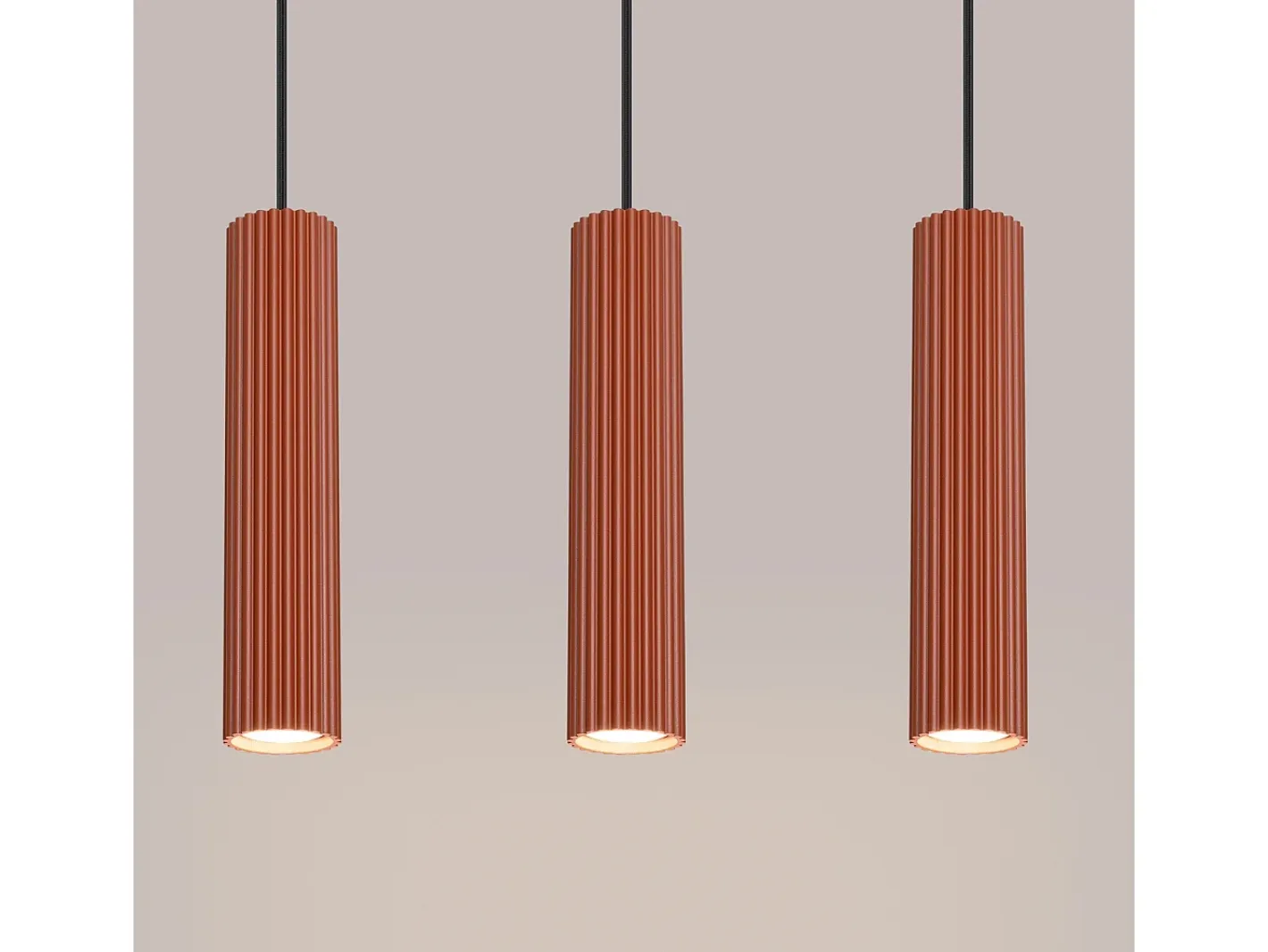 Sollux Lighting Lámpara Colgante Karbon Minimalista De Aluminio - 3 Fuentes Luminosas - L.45 X A.98 Cm - Ocre Rojo Hot