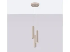 Hot Sollux Lighting Lámpara Colgante Karbon Minimalista De Aluminio - 3 Fuentes Luminosas - L.19,5 X A.108 Cm - Pardo Gris