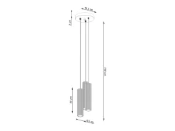 Hot Sollux Lighting Lámpara Colgante Karbon Minimalista De Aluminio - 3 Fuentes Luminosas - L.19,5 X A.108 Cm - Pardo Gris