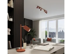 Clearance Sollux Lighting Lámpara Colgante Karbon Minimalista De Aluminio - 2 Fuentes Luminosas - L.30 X A.90 Cm - Ocre Rojo