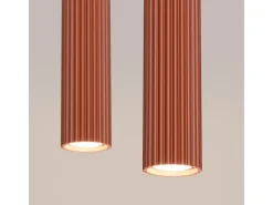 Clearance Sollux Lighting Lámpara Colgante Karbon Minimalista De Aluminio - 2 Fuentes Luminosas - L.30 X A.90 Cm - Ocre Rojo