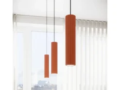 Clearance Sollux Lighting Lámpara Colgante Karbon Minimalista De Aluminio - 2 Fuentes Luminosas - L.30 X A.90 Cm - Ocre Rojo