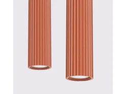 Clearance Sollux Lighting Lámpara Colgante Karbon Minimalista De Aluminio - 2 Fuentes Luminosas - L.30 X A.90 Cm - Ocre Rojo