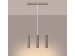 Sollux Lighting Lámpara Colgante Karbon Minimalista De Aluminio - 3 Fuentes Luminosas - L.45 X A.98 Cm - Pardo Gris Hot