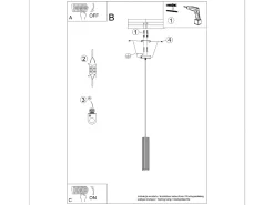 Clearance Sollux Lighting Lámpara Colgante Karbon Minimalista De Aluminio - 1 Fuentes Luminosas - L.8 X A.118 Cm - Ocre Rojo