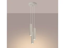 Discount Sollux Lighting Lámpara Colgante Karbon Minimalista De Aluminio - 3 Fuentes Luminosas - L.19,5 X A.108 Cm - Beige