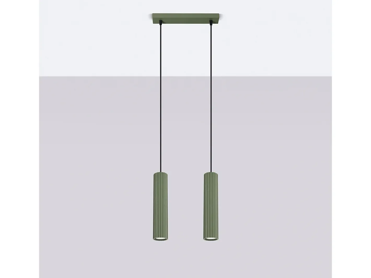 Sollux Lighting Lámpara Colgante Karbon Minimalista De Aluminio - 2 Fuentes Luminosas - L.30 X A.90 Cm - Oliva Verde Hot