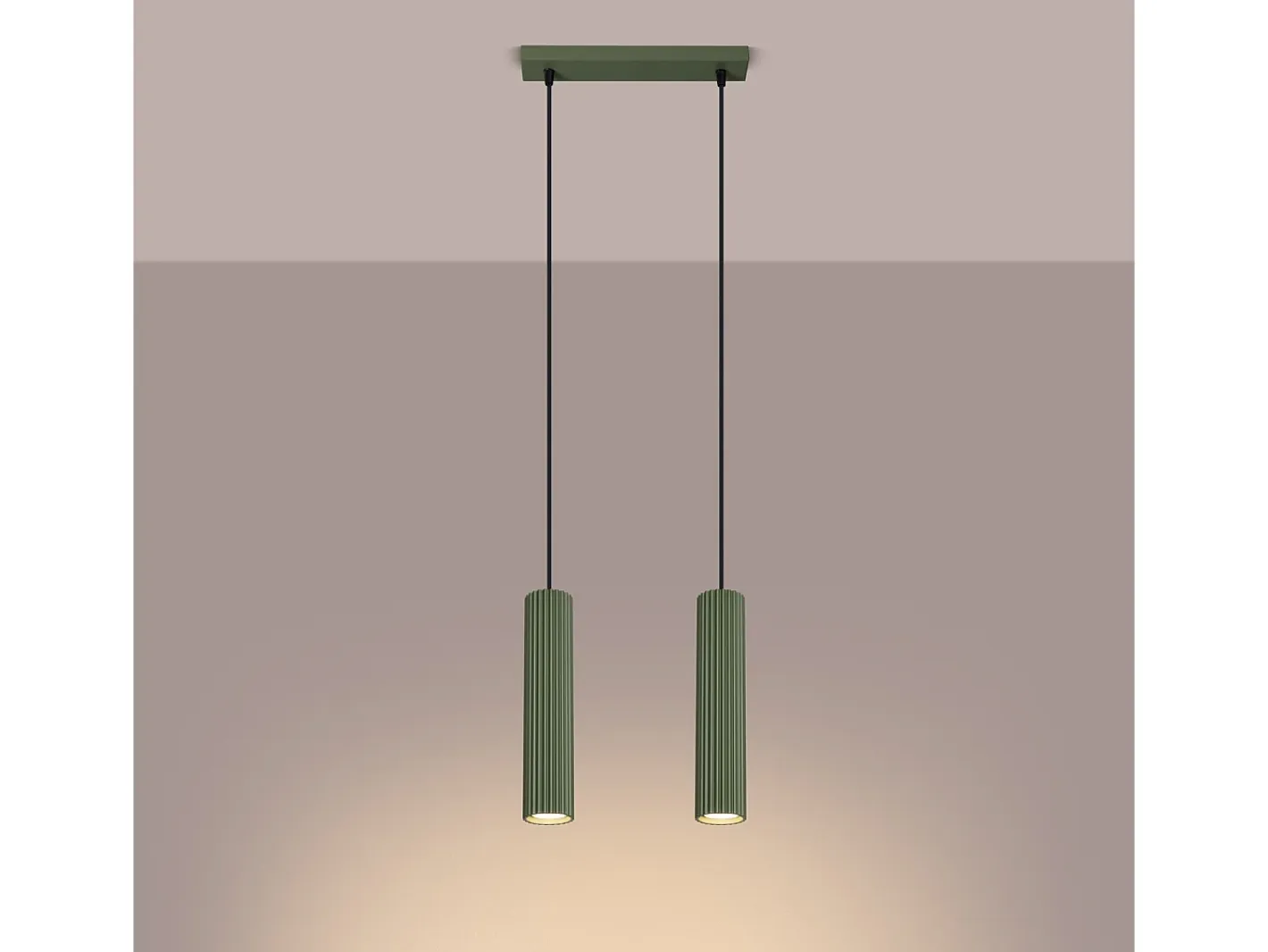 Sollux Lighting Lámpara Colgante Karbon Minimalista De Aluminio - 2 Fuentes Luminosas - L.30 X A.90 Cm - Oliva Verde Hot