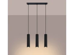 Sollux Lighting Lámpara Colgante Karbon Minimalista De Aluminio - 3 Fuentes Luminosas - L.45 X A.98 Cm - Negro