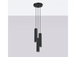Clearance Sollux Lighting Lámpara Colgante Karbon Minimalista De Aluminio - 3 Fuentes Luminosas - L.19,5 X A.108 Cm - Negro