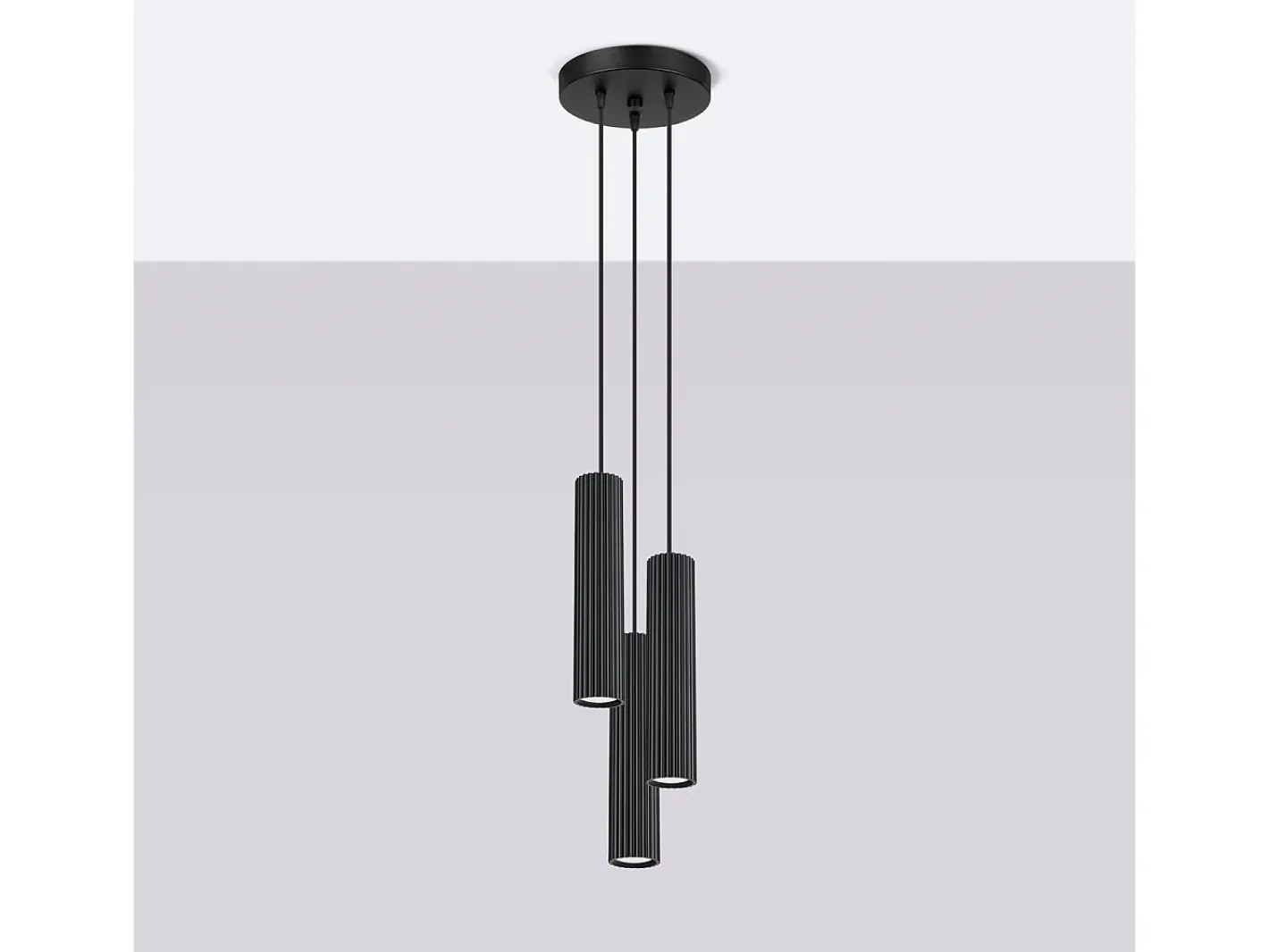 Clearance Sollux Lighting Lámpara Colgante Karbon Minimalista De Aluminio - 3 Fuentes Luminosas - L.19,5 X A.108 Cm - Negro