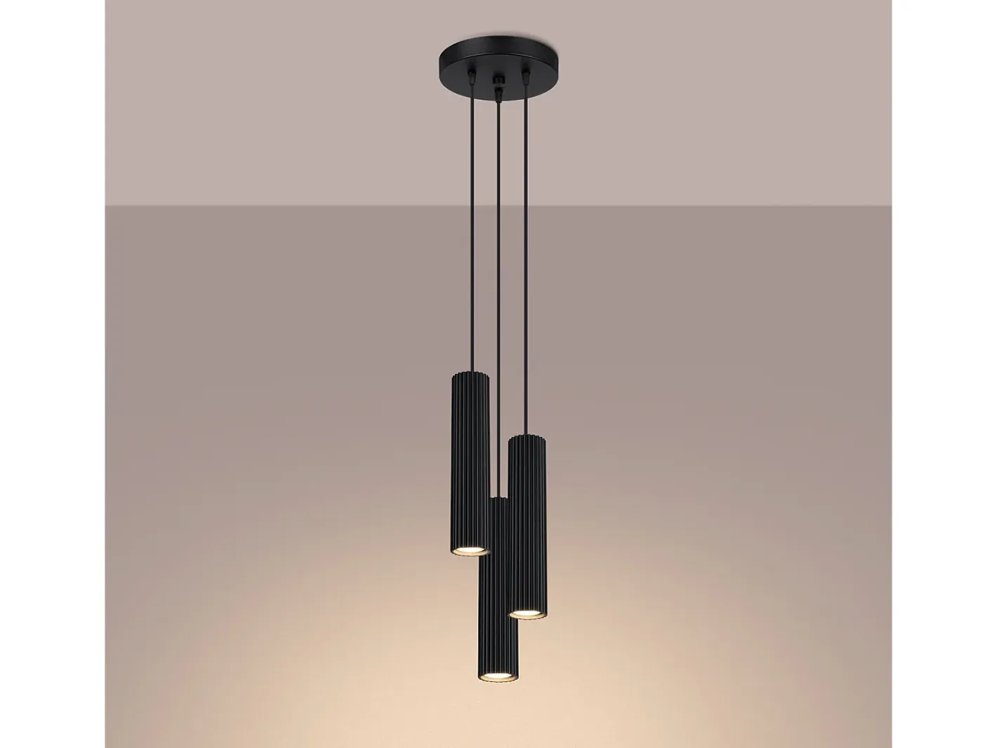 Clearance Sollux Lighting Lámpara Colgante Karbon Minimalista De Aluminio - 3 Fuentes Luminosas - L.19,5 X A.108 Cm - Negro