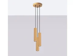 Discount Sollux Lighting Lámpara Colgante Karbon Minimalista De Aluminio - 3 Fuentes Luminosas - L.19,5 X A.108 Cm - Dorado