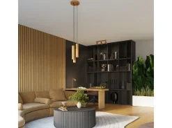 Discount Sollux Lighting Lámpara Colgante Karbon Minimalista De Aluminio - 3 Fuentes Luminosas - L.19,5 X A.108 Cm - Dorado