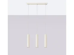 Sollux Lighting Lámpara Colgante Lagos Desván De Acero - 3 Fuentes Luminosas - L.45 X A.98 Cm - Beige