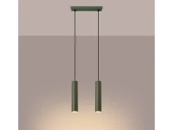 Sollux Lighting Lámpara Suspendida-Lámpara Colgante Lagos Desván De Acero - 2 Fuentes Luminosas - L.30 X A.105 Cm - Oliva Verde