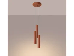 Sollux Lighting Lámpara Colgante Lagos Desván De Acero - 3 Fuentes Luminosas - L.19,5 X A.108 Cm - Ocre Rojo New