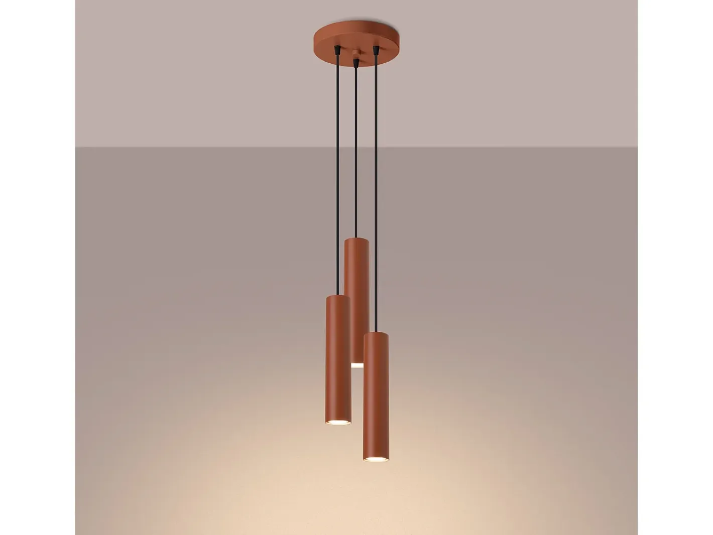 Sollux Lighting Lámpara Colgante Lagos Desván De Acero - 3 Fuentes Luminosas - L.19,5 X A.108 Cm - Ocre Rojo New