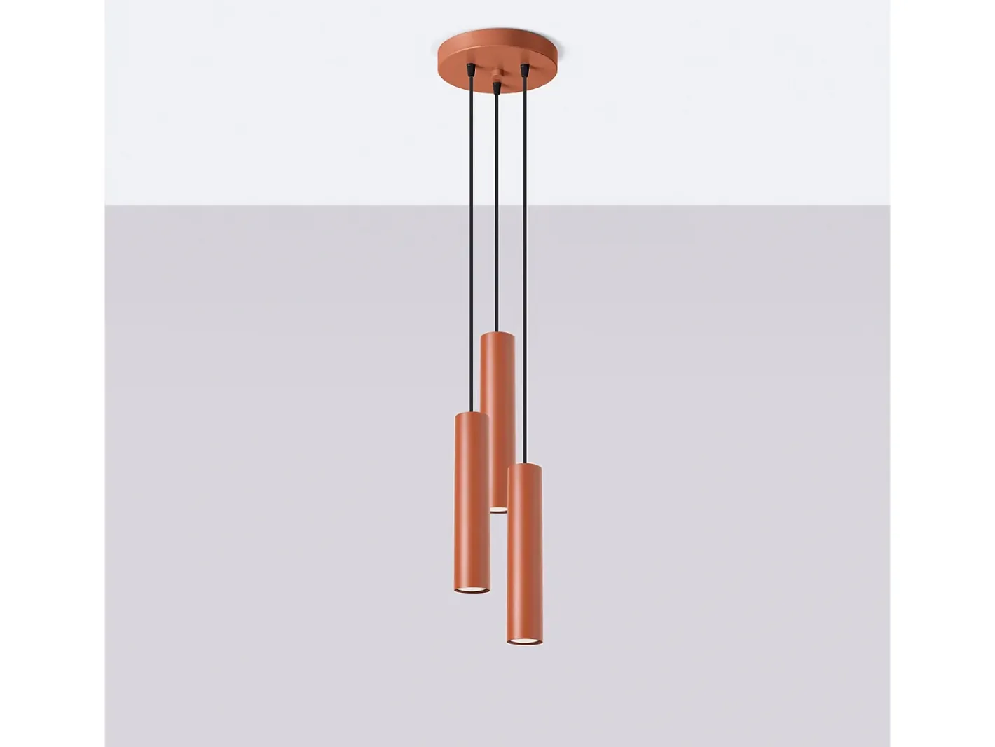 Sollux Lighting Lámpara Colgante Lagos Desván De Acero - 3 Fuentes Luminosas - L.19,5 X A.108 Cm - Ocre Rojo New