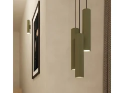 Hot Sollux Lighting Lámpara Colgante Lagos Desván De Acero - 3 Fuentes Luminosas - L.19,5 X A.108 Cm - Oliva Verde