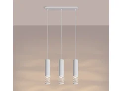 Best Sollux Lighting Lámpara Colgante Lami Moderno De Acero - 3 Fuentes Luminosas - L.40 X A.125 Cm - Blanco