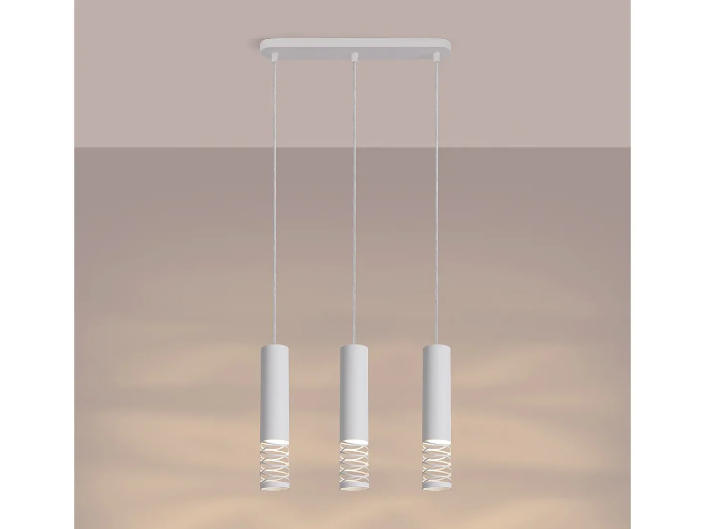 Best Sollux Lighting Lámpara Colgante Lami Moderno De Acero - 3 Fuentes Luminosas - L.40 X A.125 Cm - Blanco