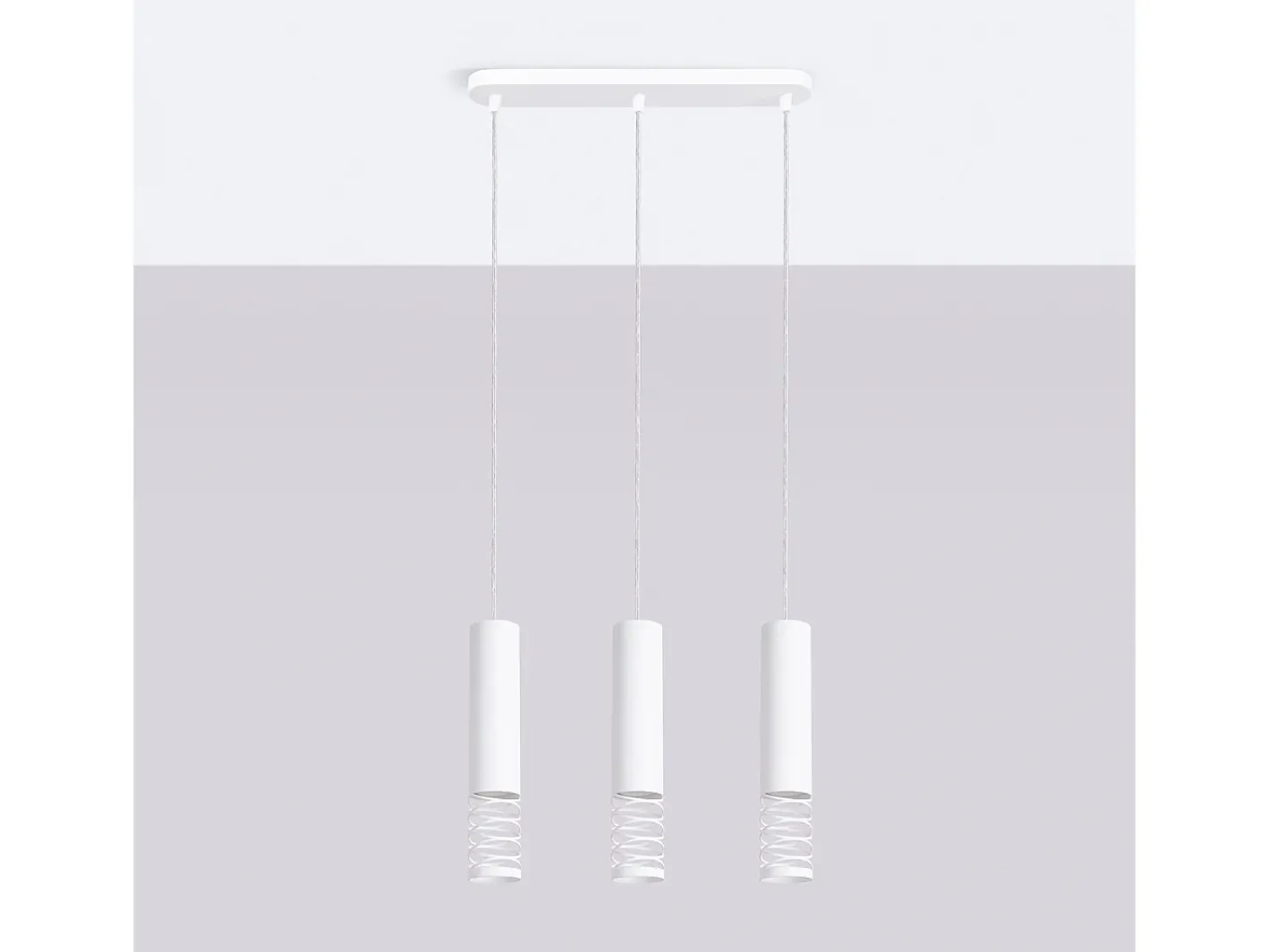 Best Sollux Lighting Lámpara Colgante Lami Moderno De Acero - 3 Fuentes Luminosas - L.40 X A.125 Cm - Blanco